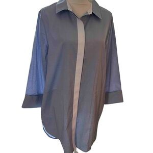 Chico's Elegant Light Blue with White Trim No-Iron Tunic